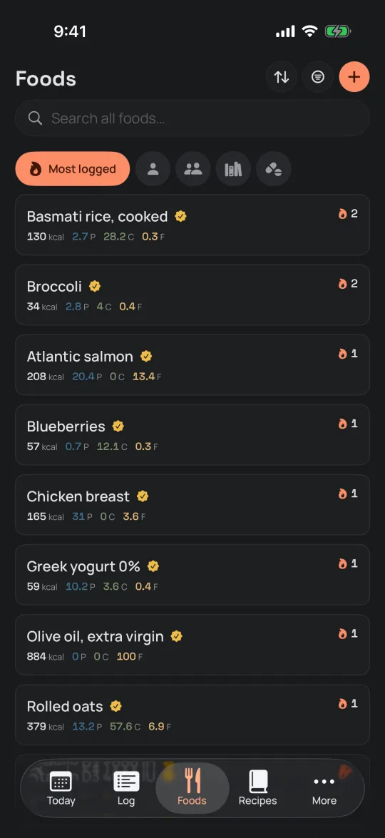 Sitos iPhone app — the curated food database